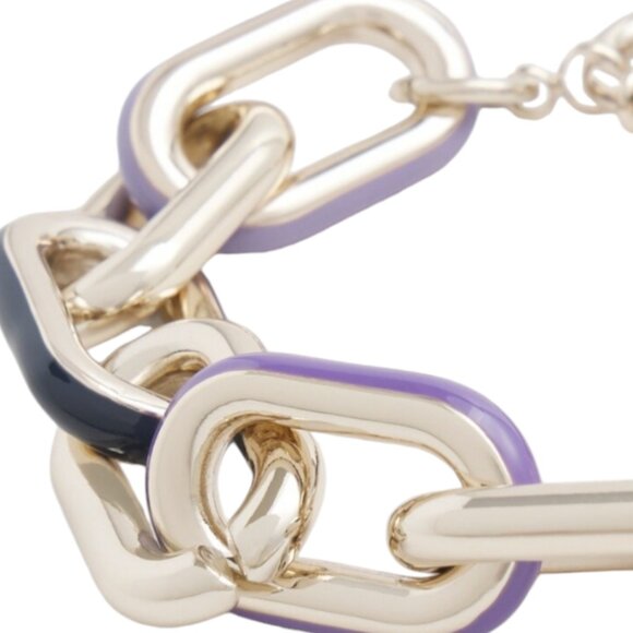 Chico's Multi-Link Bracelet w Multi Enamel Coated Silver Large Links NOSZ - Picture 2 of 3